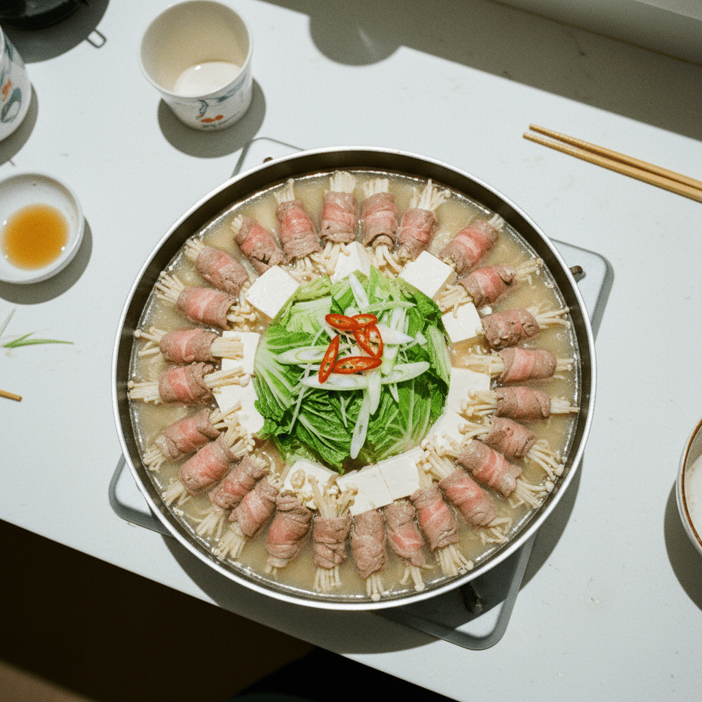 Beef and Enoki Mushroom Hot Pot