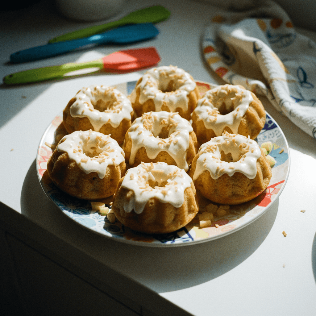 Sunset Bundts (Mini Pineapple Bundt Cakes with Sour Cream Glaze)