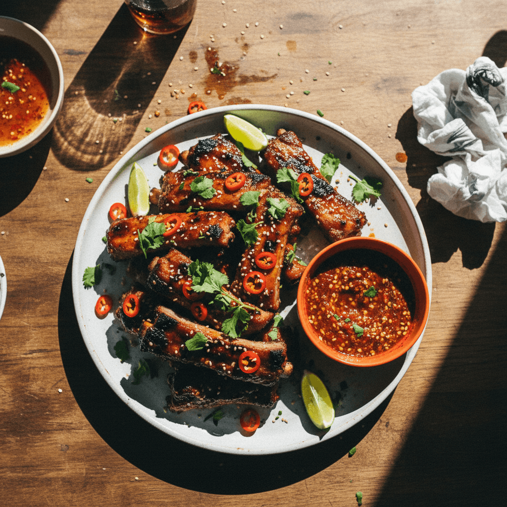 Grilled Pork Ribs with Spicy Dipping Sauce