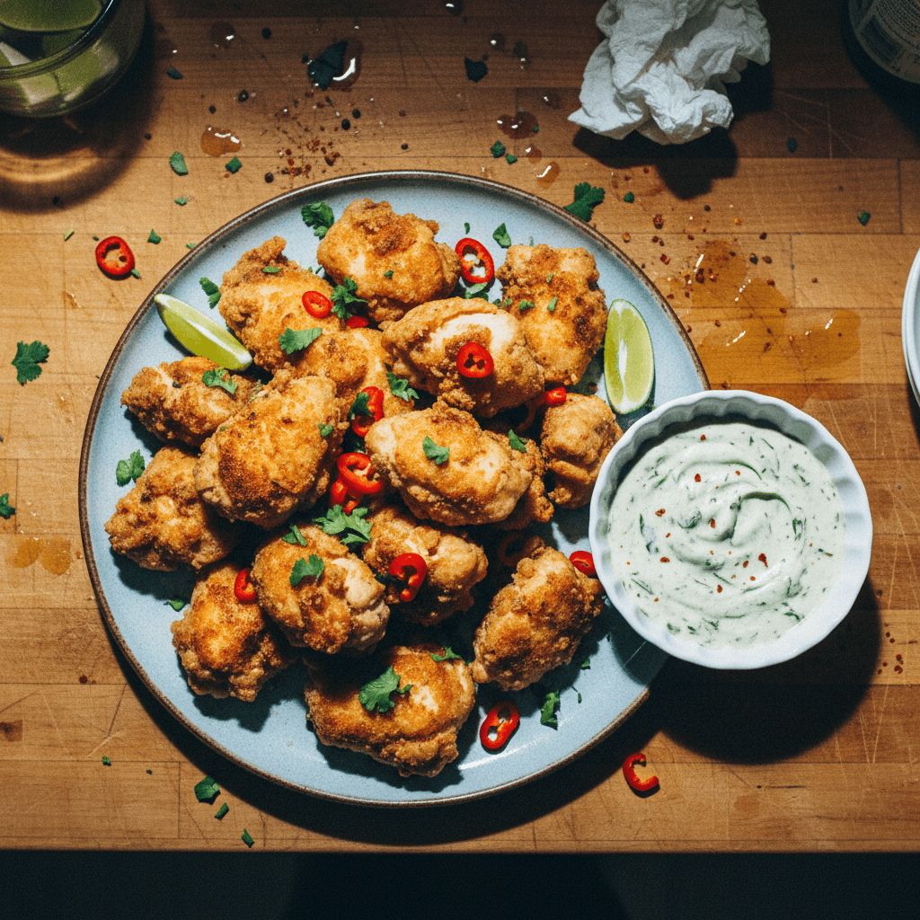 Cuban Chicharrones de Pollo with Mojo Ranch