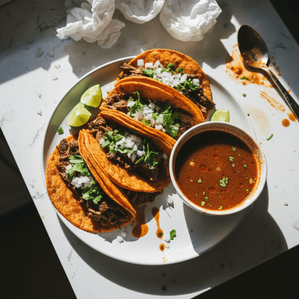 Birria Tacos with Consomé
