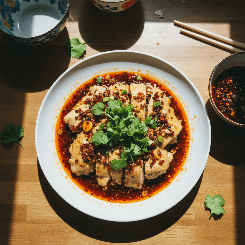 Spicy Chili Oil Steamed Chicken