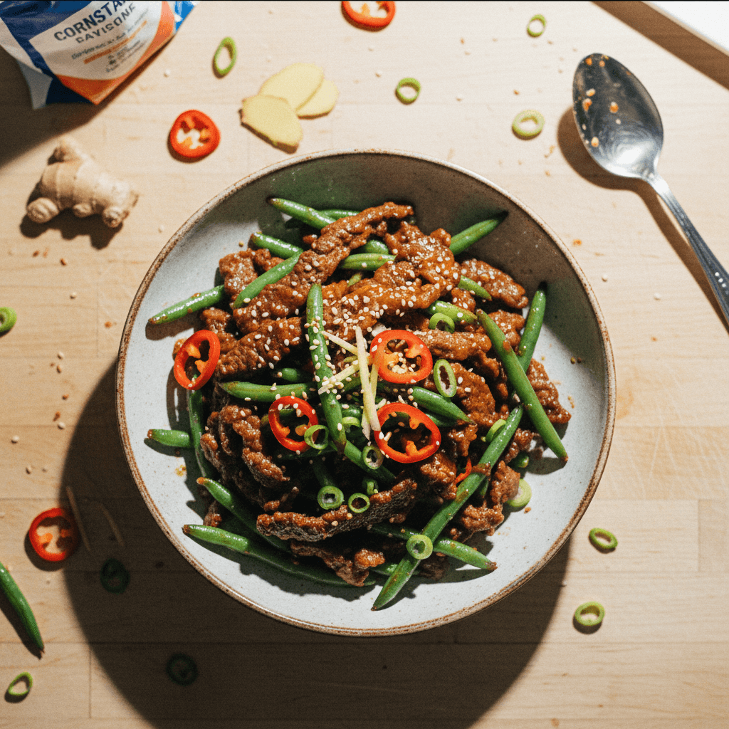 Crispy Asian Beef and Green Bean Stir-fry