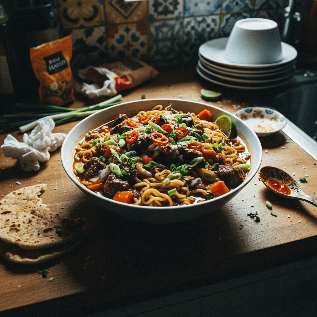 Jamaican-Style Brown Stew Beef Ramen