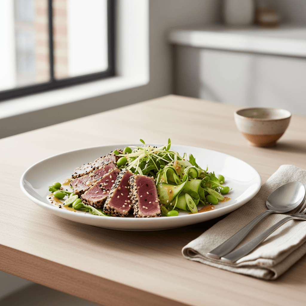 Sesame-Ginger Tuna Tataki Salad