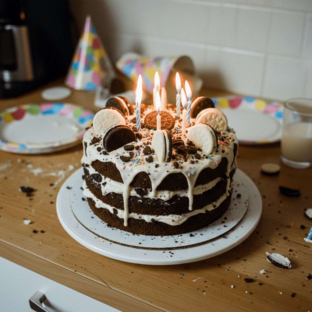 Oreo White Chocolate Birthday Cake