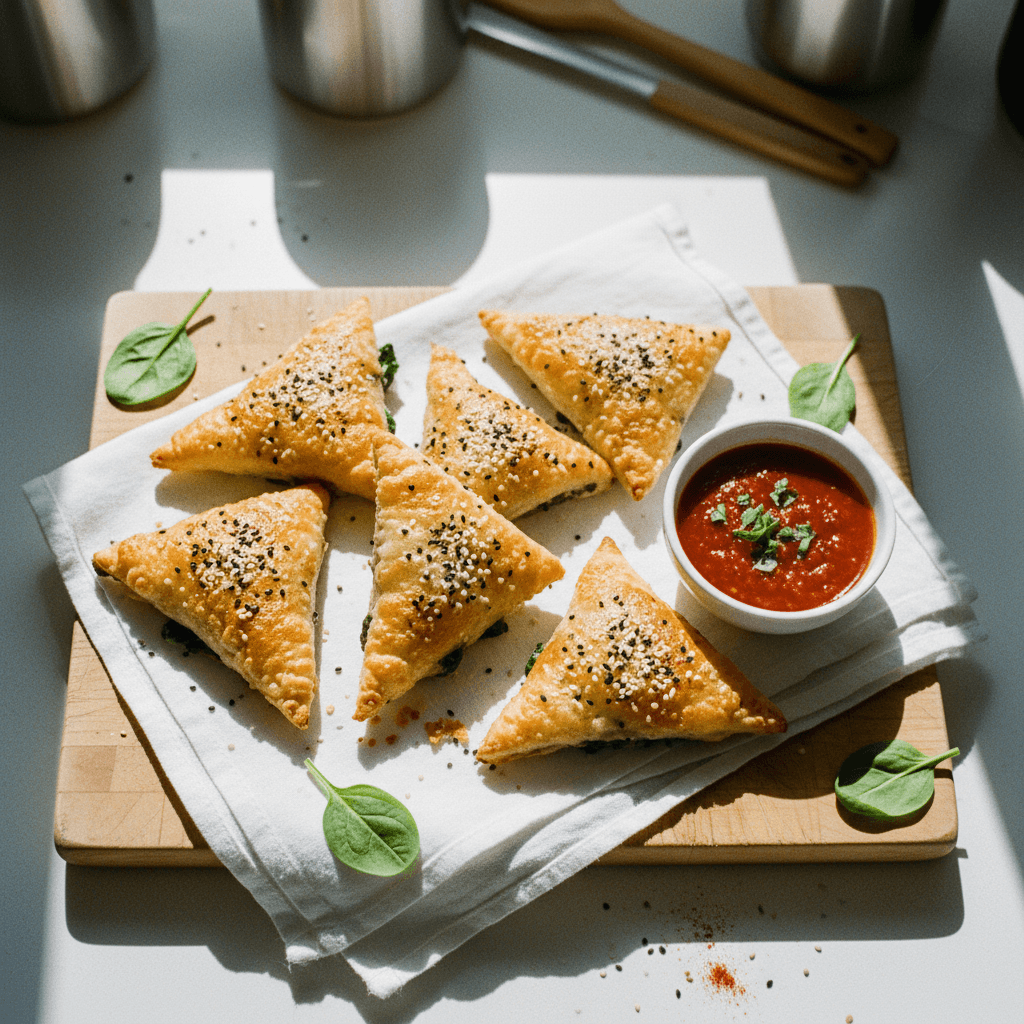 Crispy Spinach & Cheese Triangles (using Rice Paper)