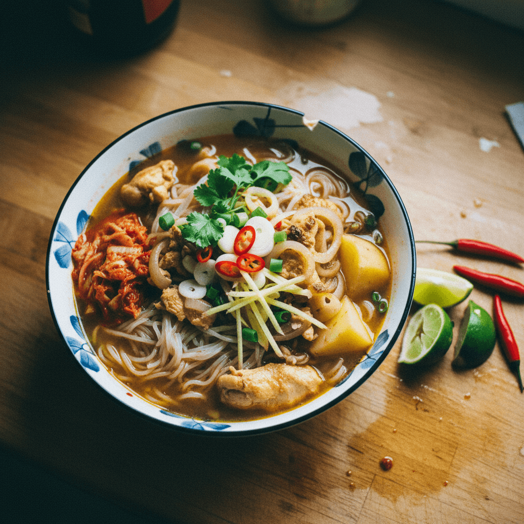 Savory Chicken and Onion Broth Noodles