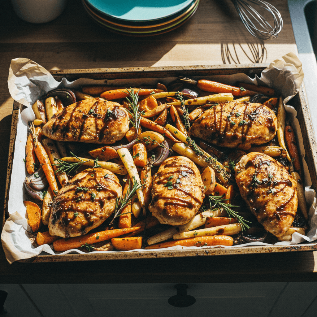 One-Pan Balsamic Chicken & Roasted Root Vegetables