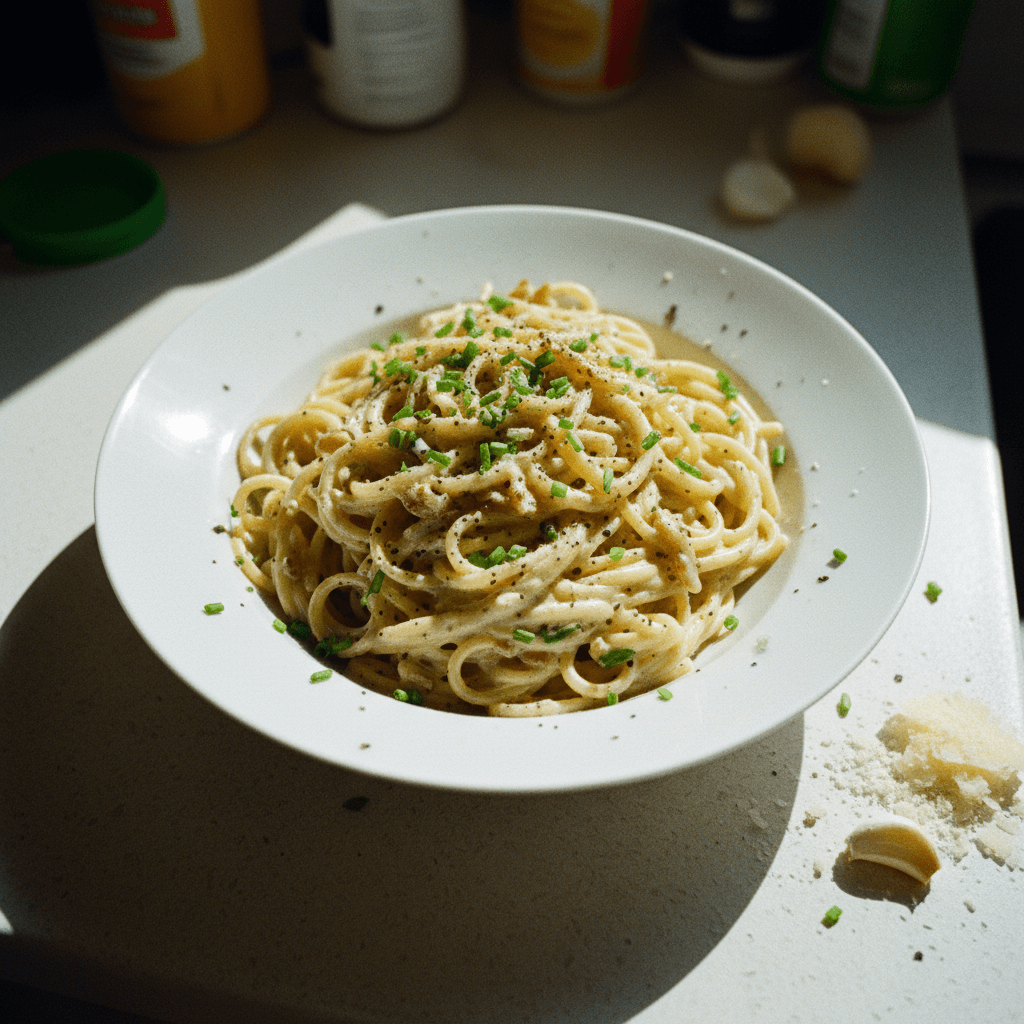 Creamy Garlic Pasta with Onion