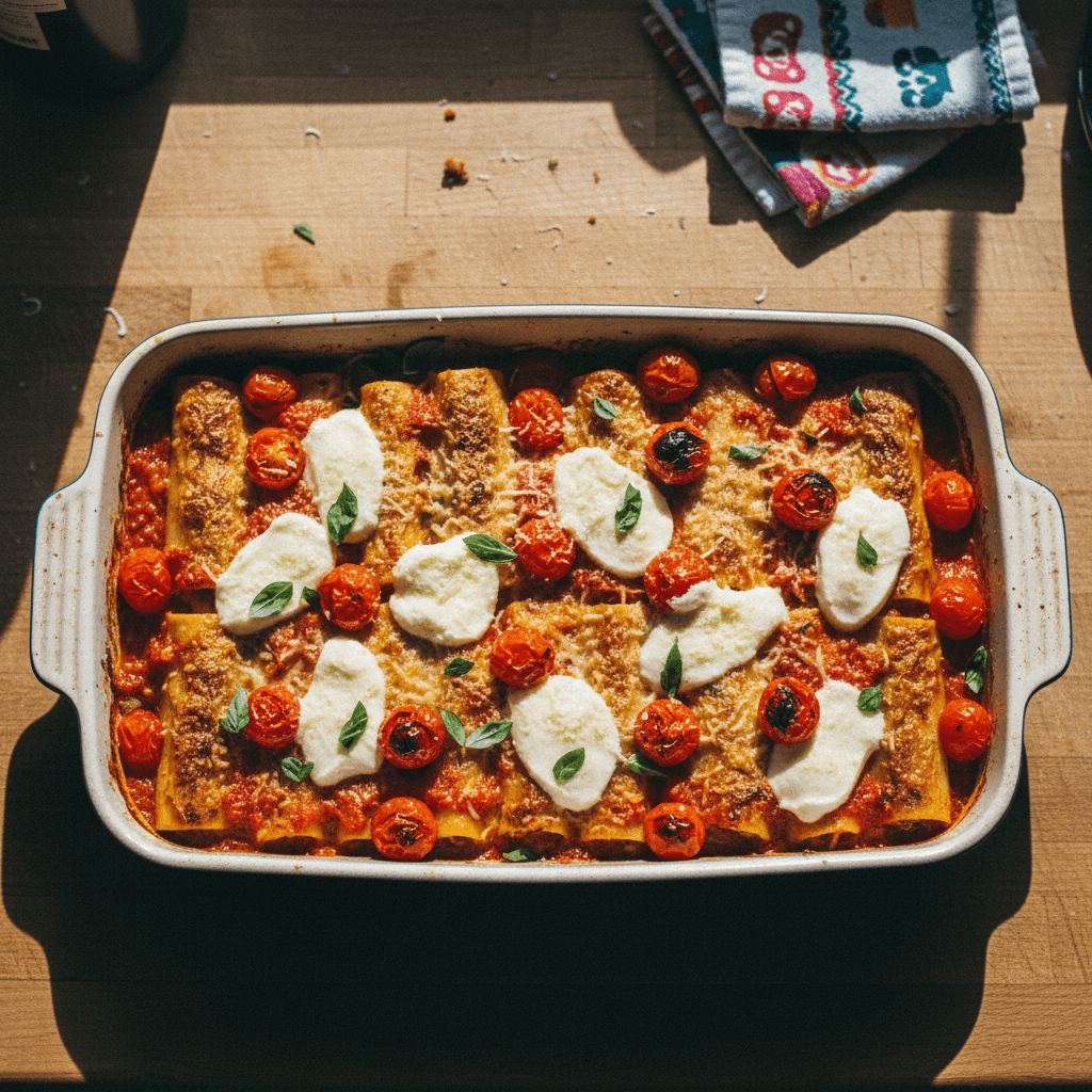 Cannelloni de Muçarela de Búfala e Tomate Cereja