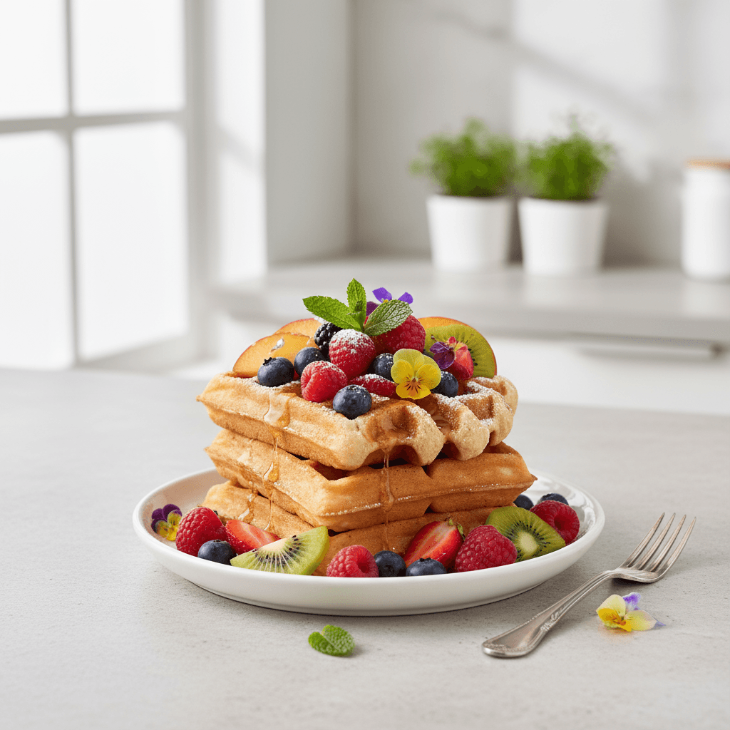 Light Belgian Waffles with Fresh Fruit