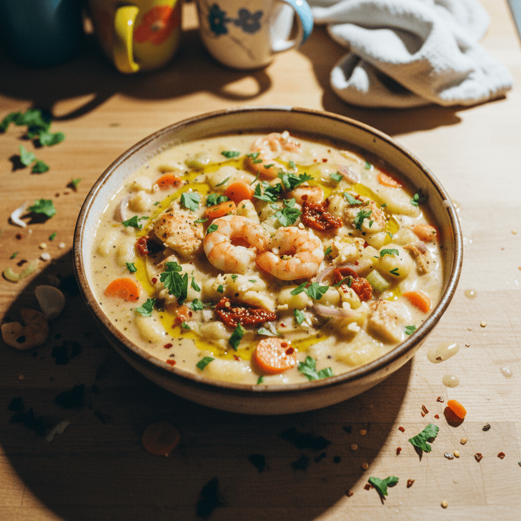 Marry Me Chicken and Shrimp Gnocchi Soup