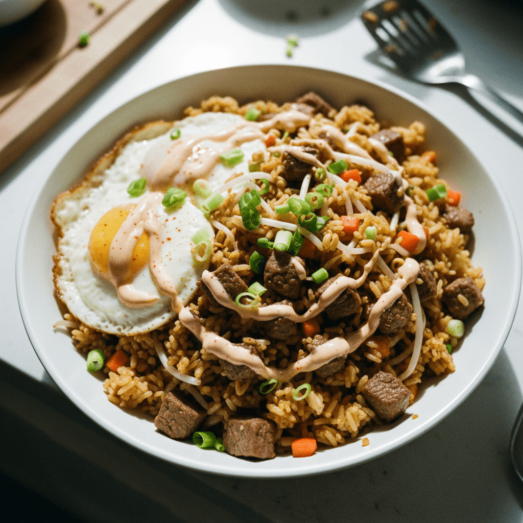 Steak Fried Rice with Yum Yum Sauce