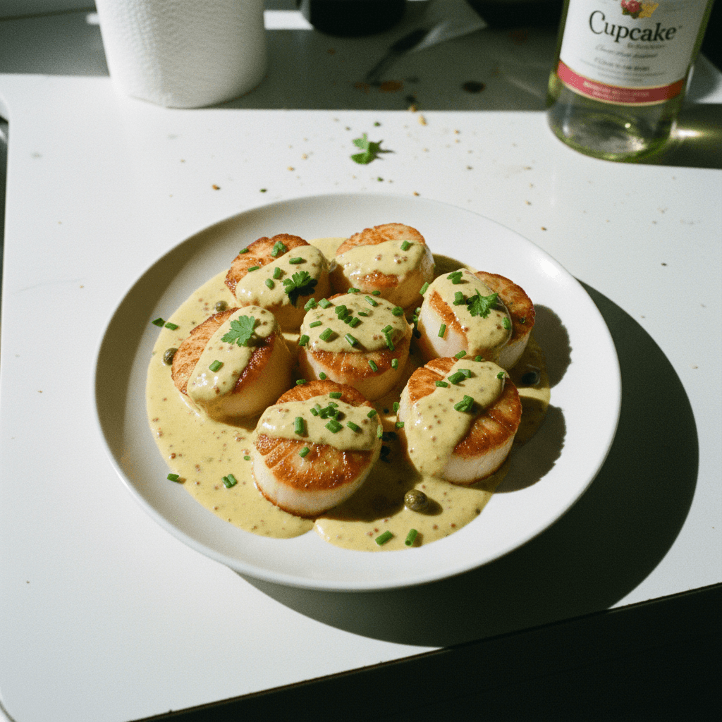 Pan-Seared Scallops with Creamy Dijon Sauce
