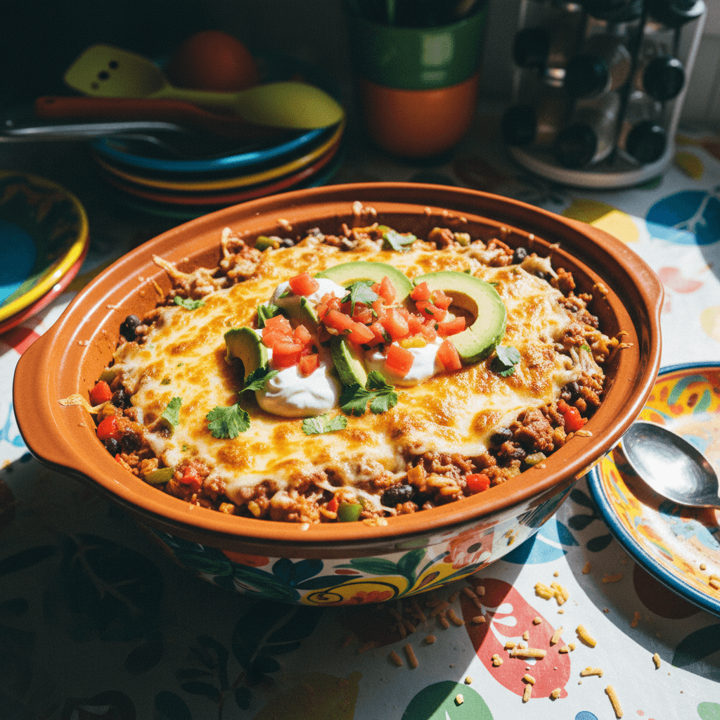 Slow Cooker Cheesy Mexican Beef & Rice