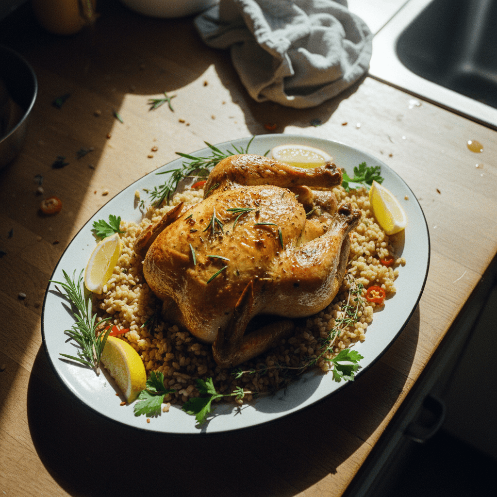Lemon Herb Roasted Chicken with Farro
