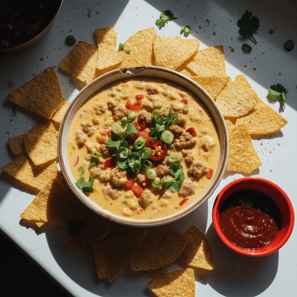 Super Bowl Queso Dip with Homemade Tortilla Chips