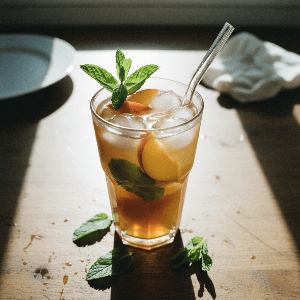 Cold Brewed Peach Mint Iced Tea