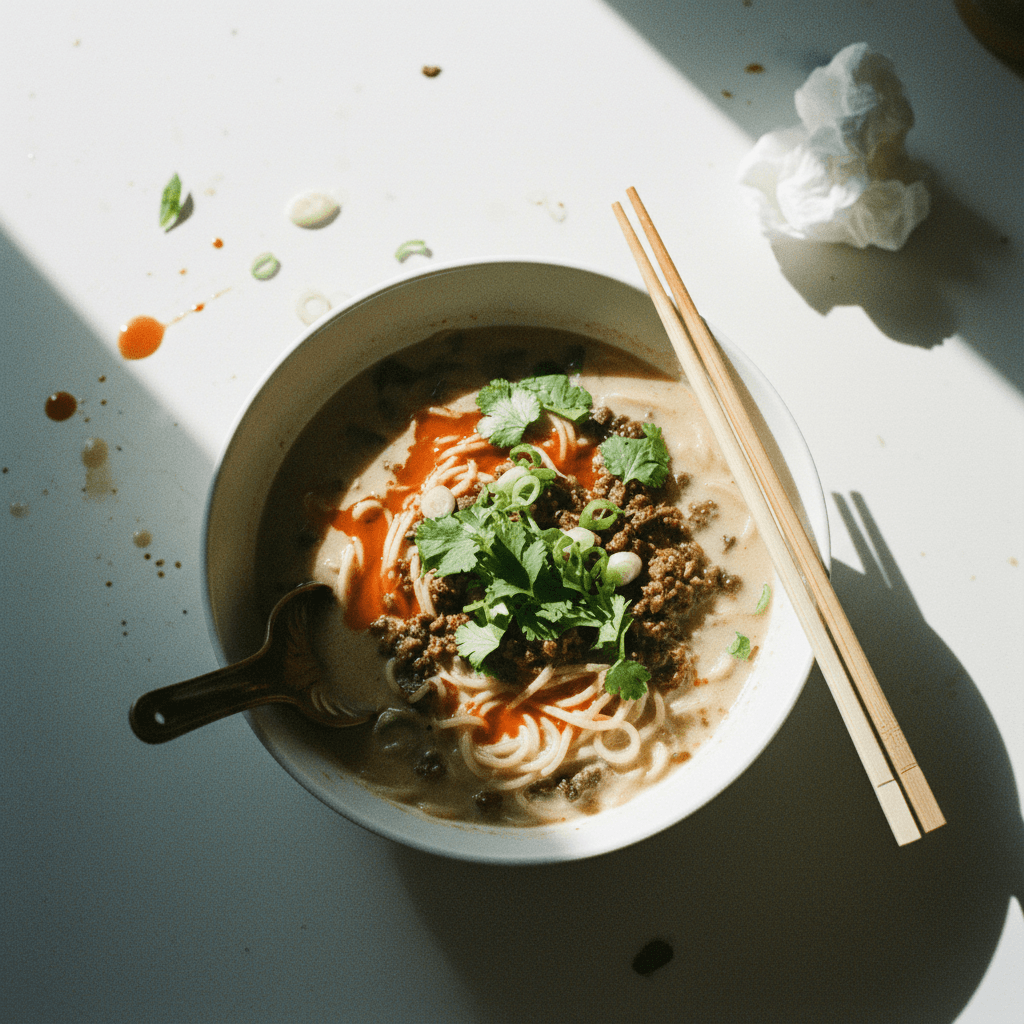 Creamy Mushroom Chilli Oil Noodle Soup