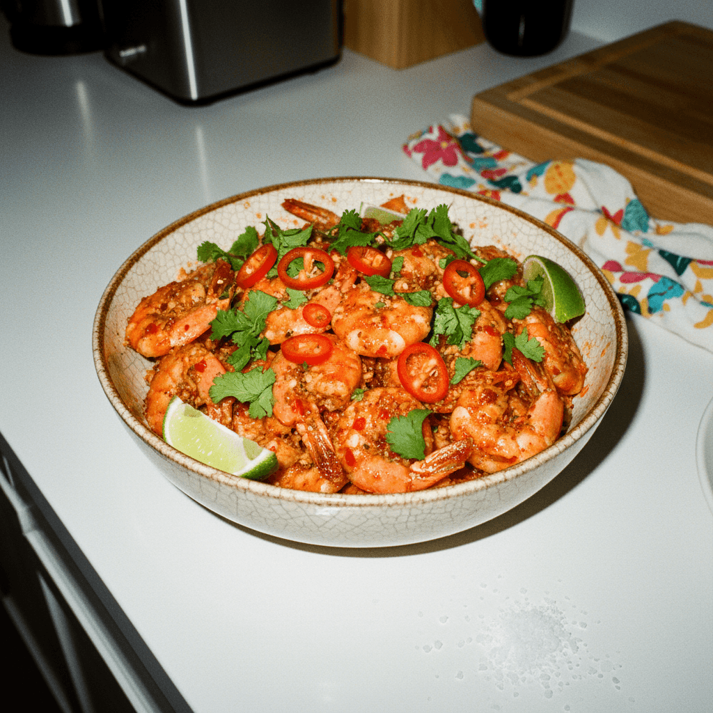 Zesty Garlic Chili Air Fryer Shrimp