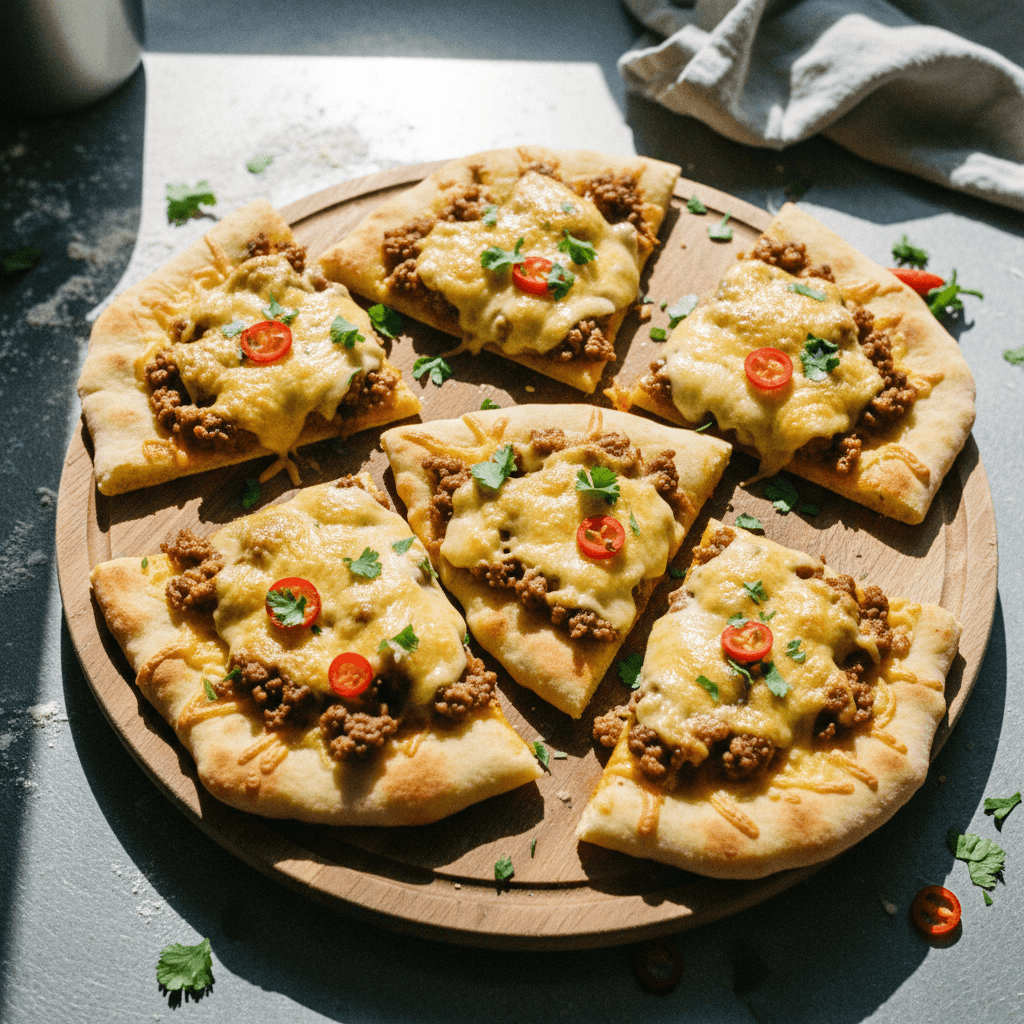 Flat Bread met Cheesy Beef