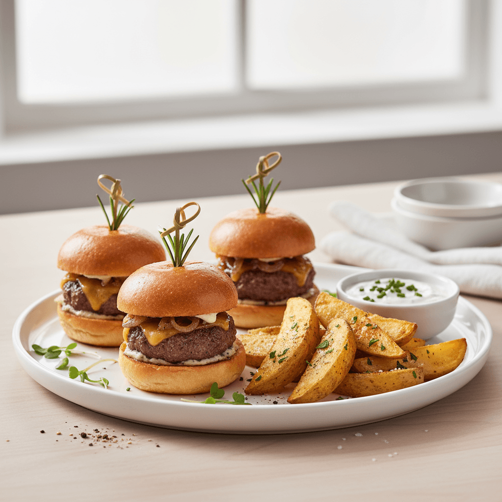 Mini Beef Sliders with Crispy Potato Wedges