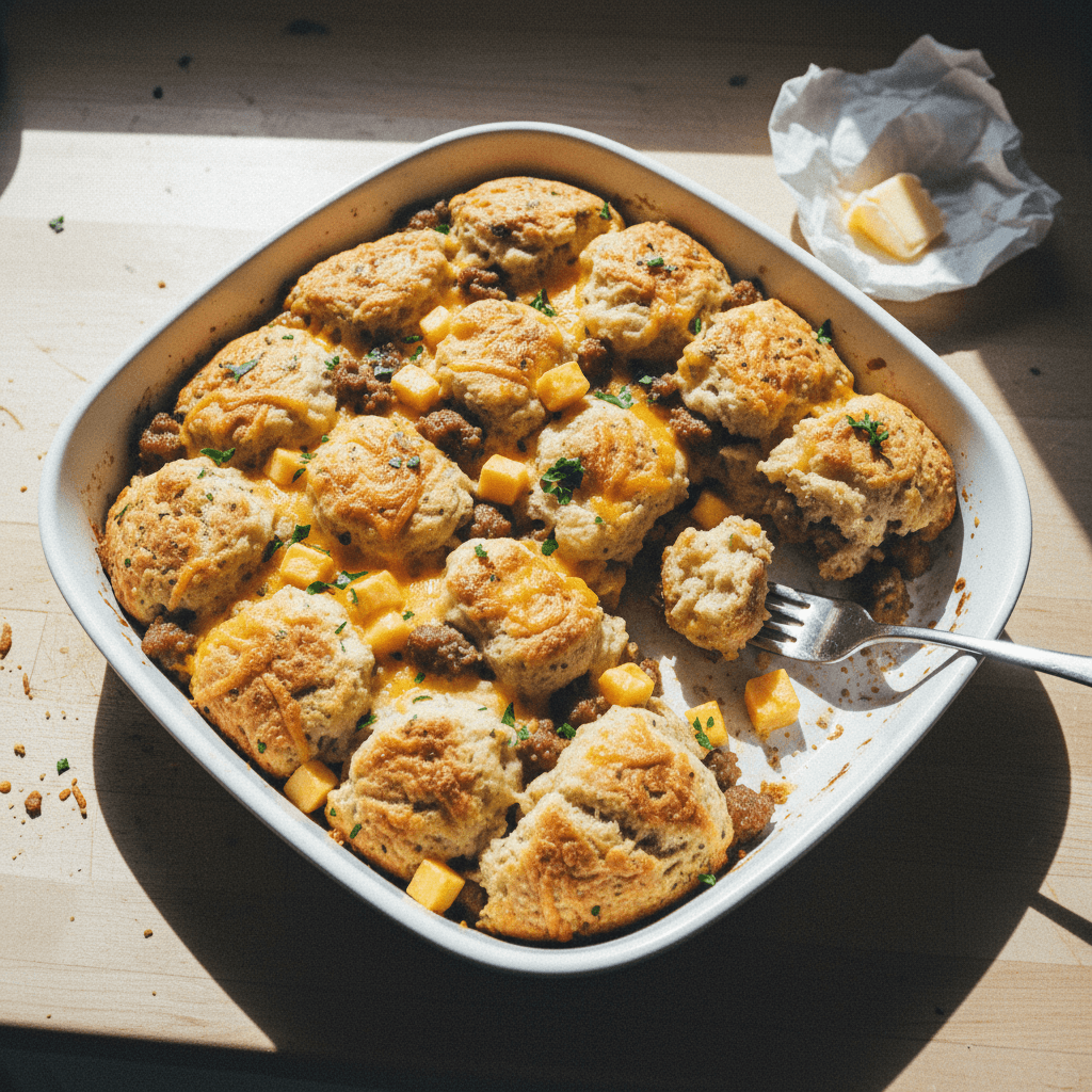 Sausage and Cheese Biscuit Bake