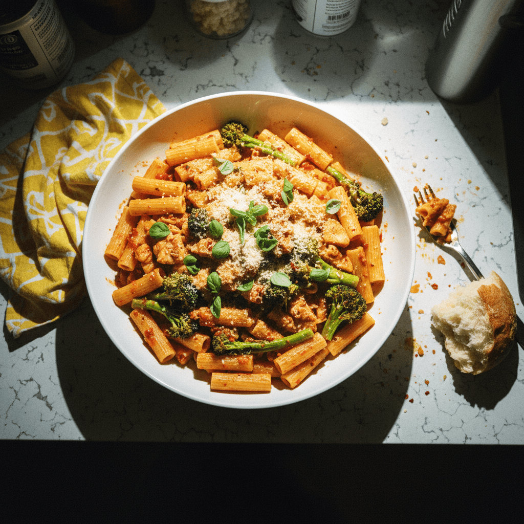 Spicy Chicken Rigatoni with Broccolini