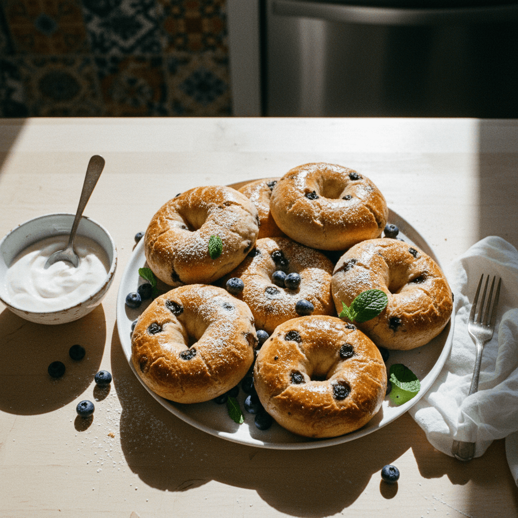 Greek Yogurt Blueberry Bagels