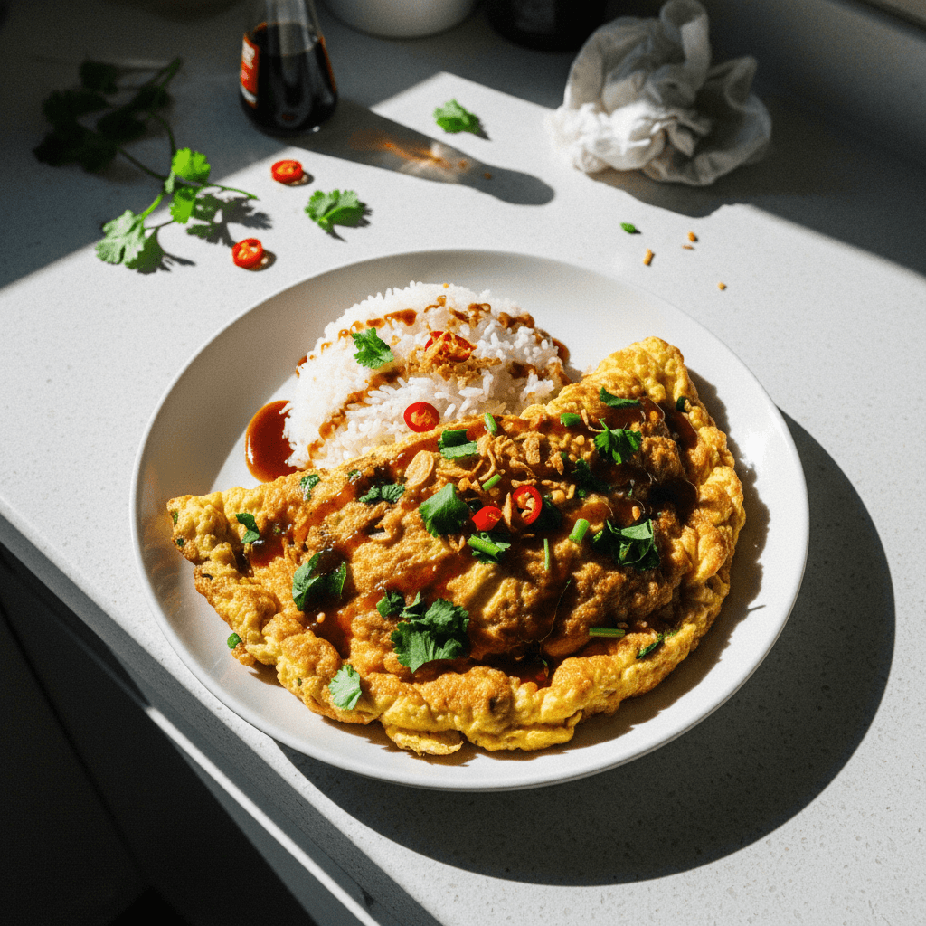 Crispy Thai Herb Omelette and Rice