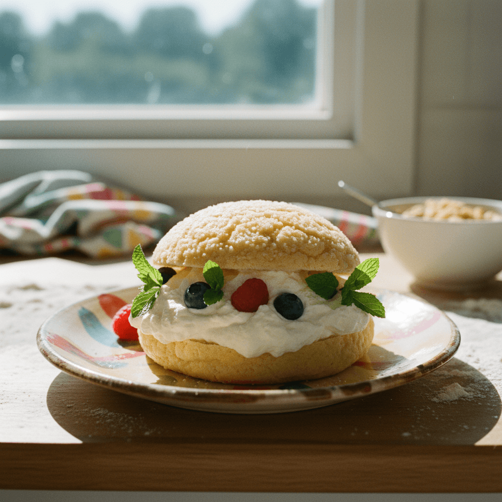 Melon Pan with Whipped Cream