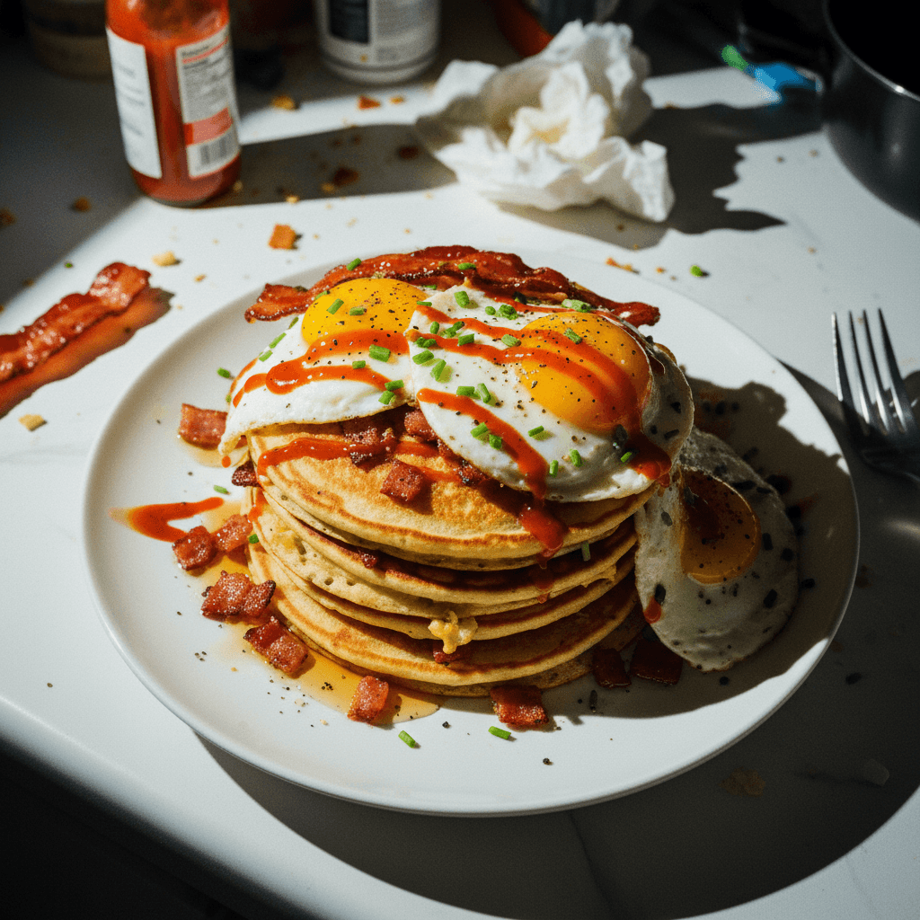 Savory Bacon and Egg Pancakes with Crispy Hash Browns