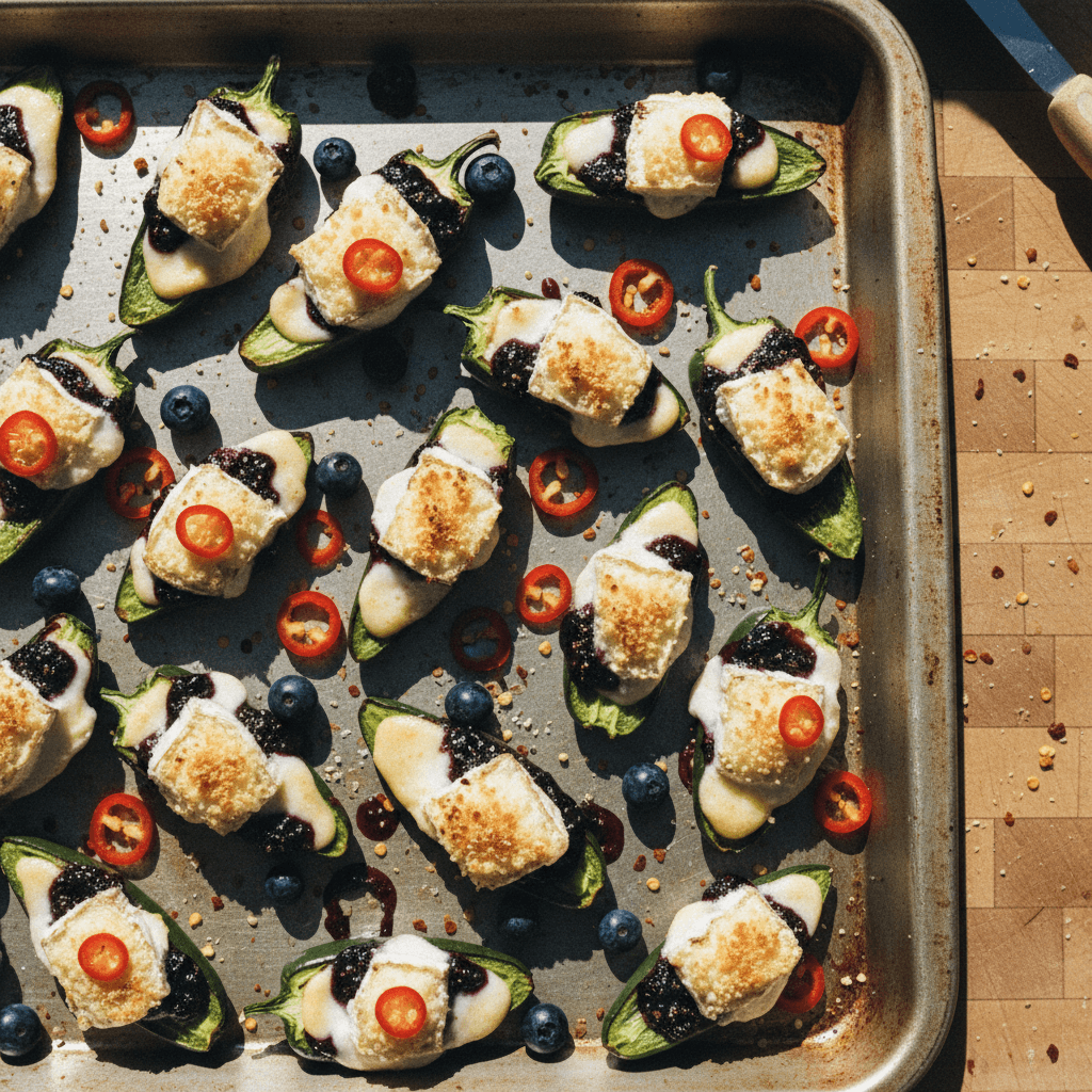 Sweet-Spicy Blueberry Brie Jalapeño Poppers (Irresistible Melted Center)