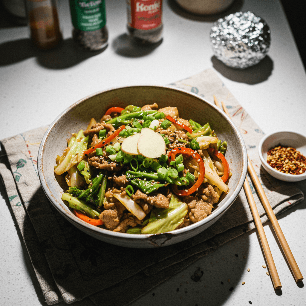 Chopped Cabbage and Vegetable Stir-Fry Base