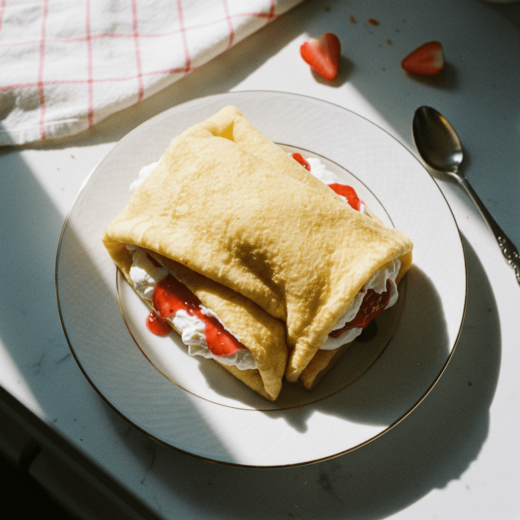 Crepe Towel Cake (Strawberry & Cream)