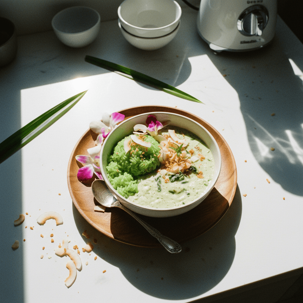 SANGKAYA - Thai Coconut Custard with Pandan Sticky Rice