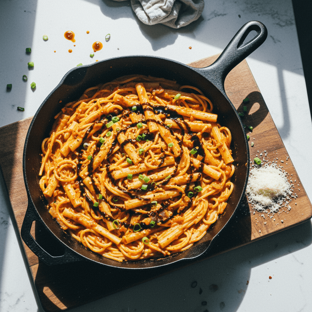 One Pan Creamy & Spicy Spaghetti
