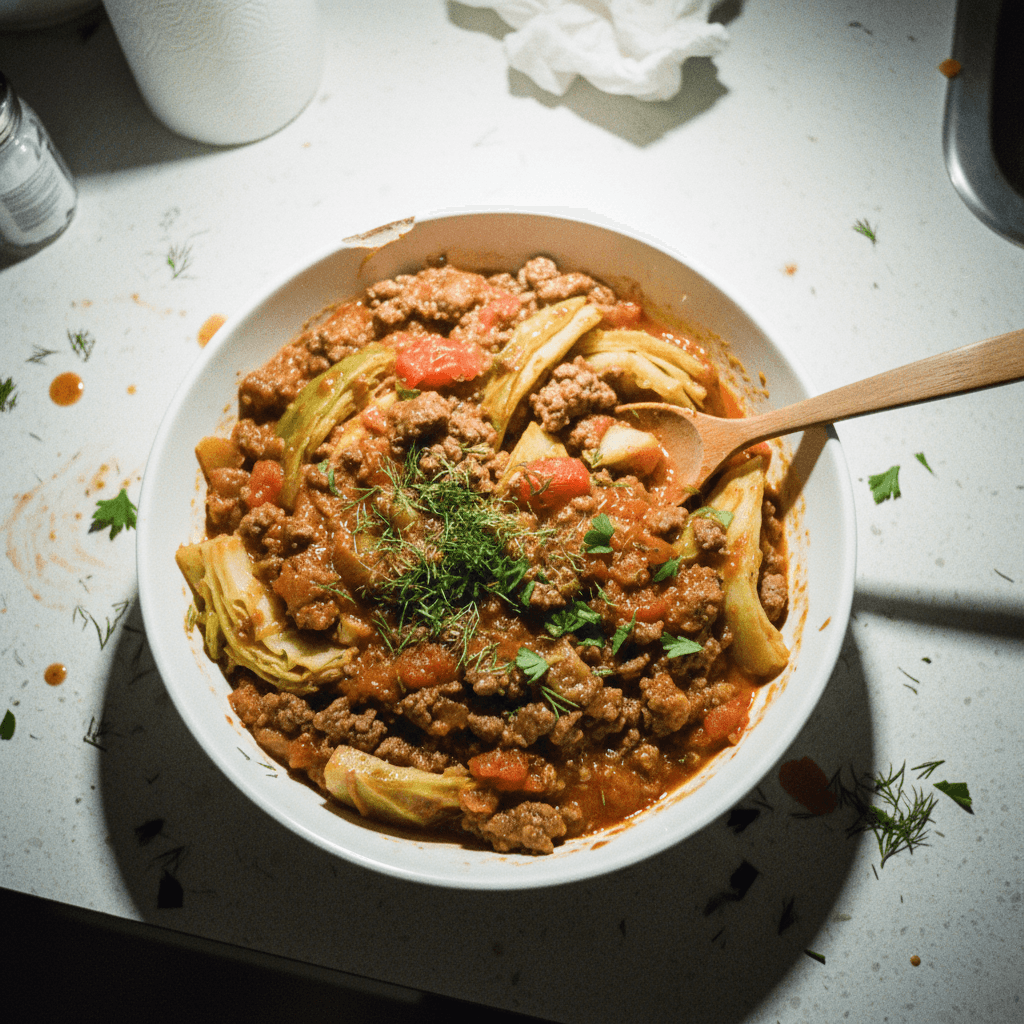 Easy Budget Ground Beef & Cabbage