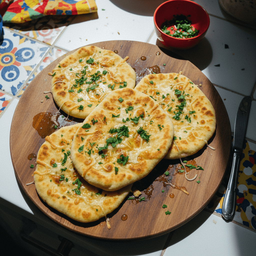High Protein Cheesy Garlic Naans