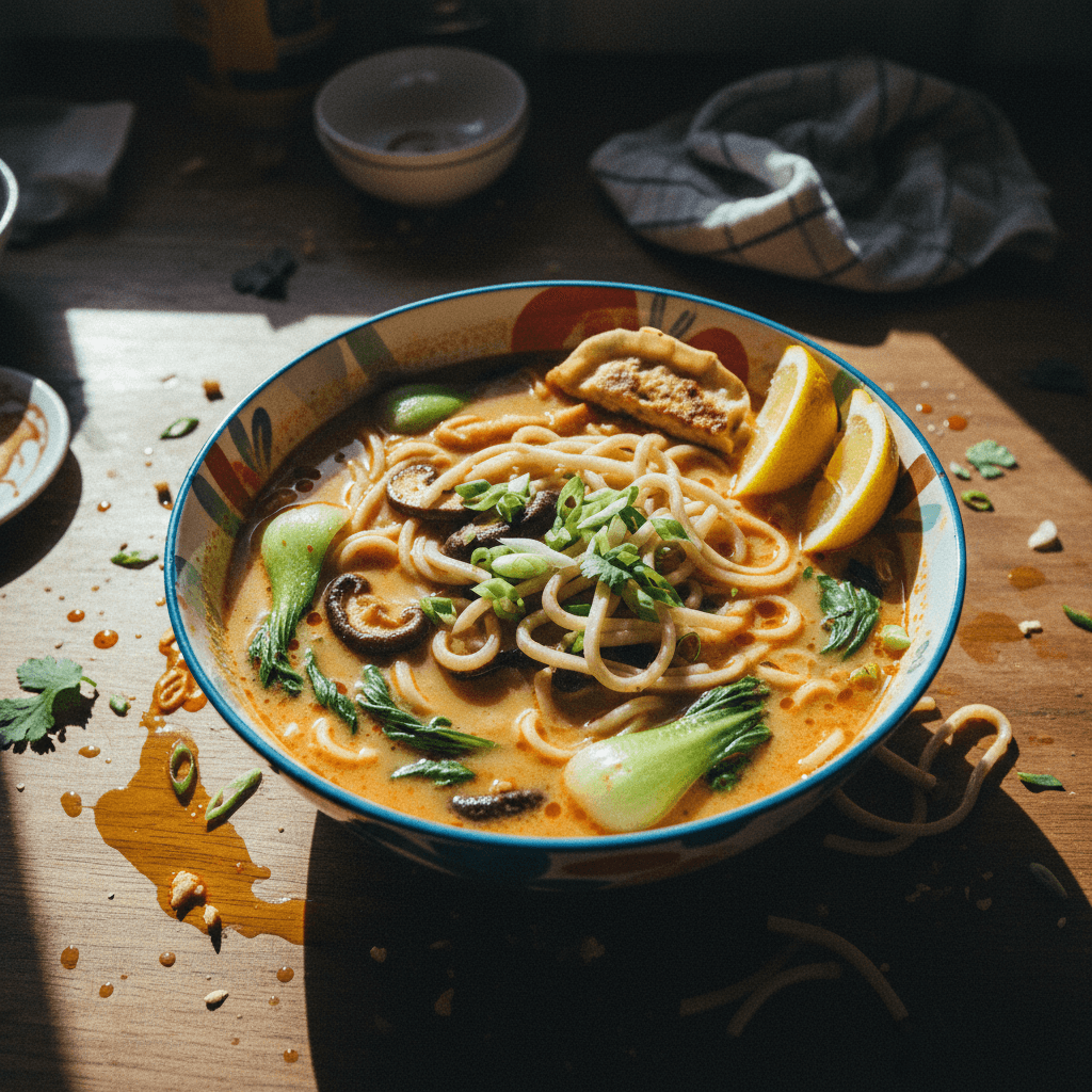 Sopa Rápida de Noodles Picantes pero Cremosos