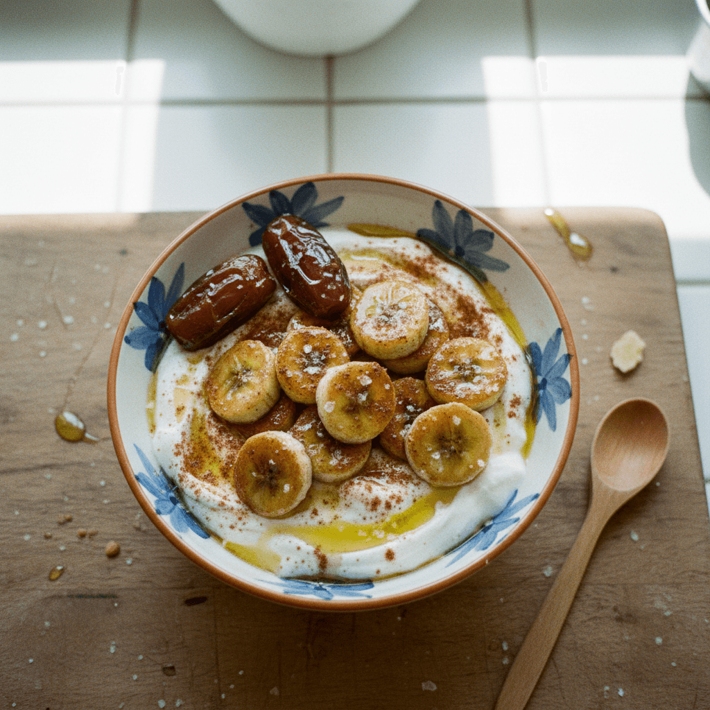 Caramelized Dates and Bananas with Greek Yogurt