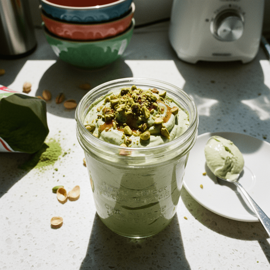 Super Thick Matcha Pistachio Chia Pudding