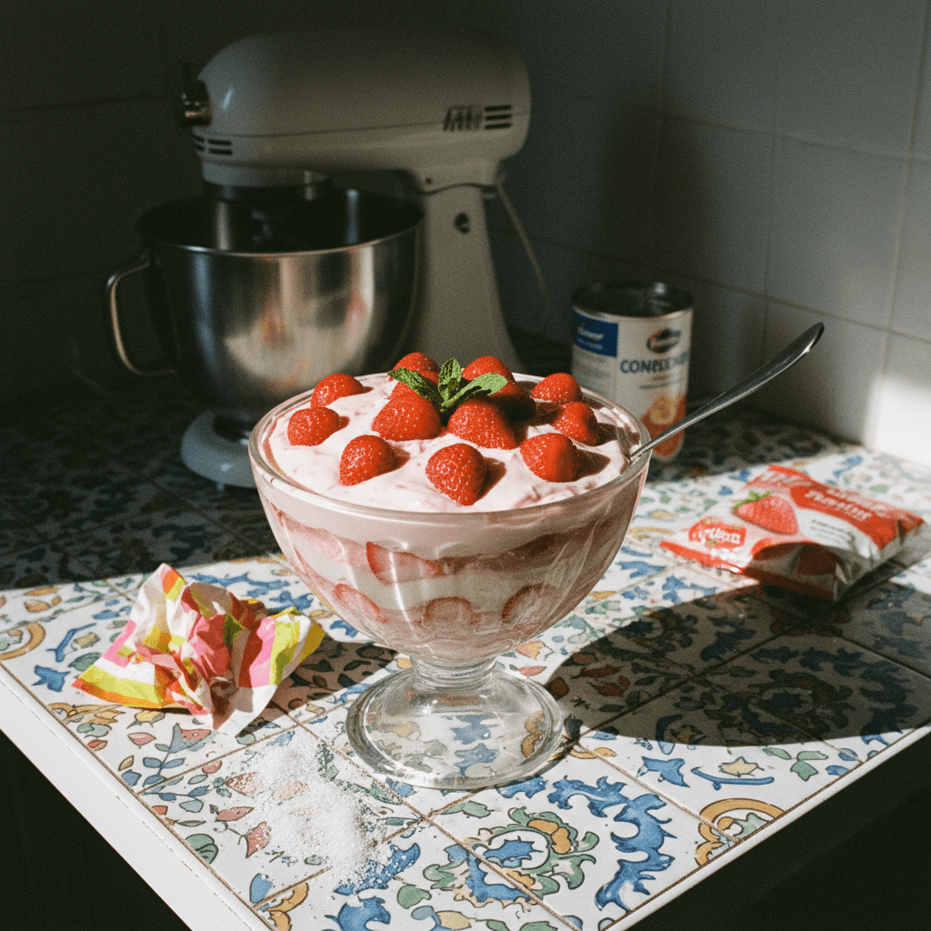 Delicioso postre de fresa con 3 ingredientes