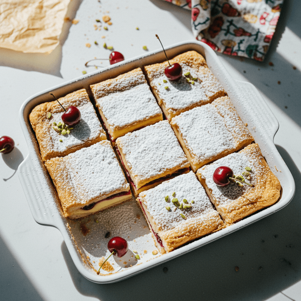 Vanilla Custard Cake with Cherry Jam