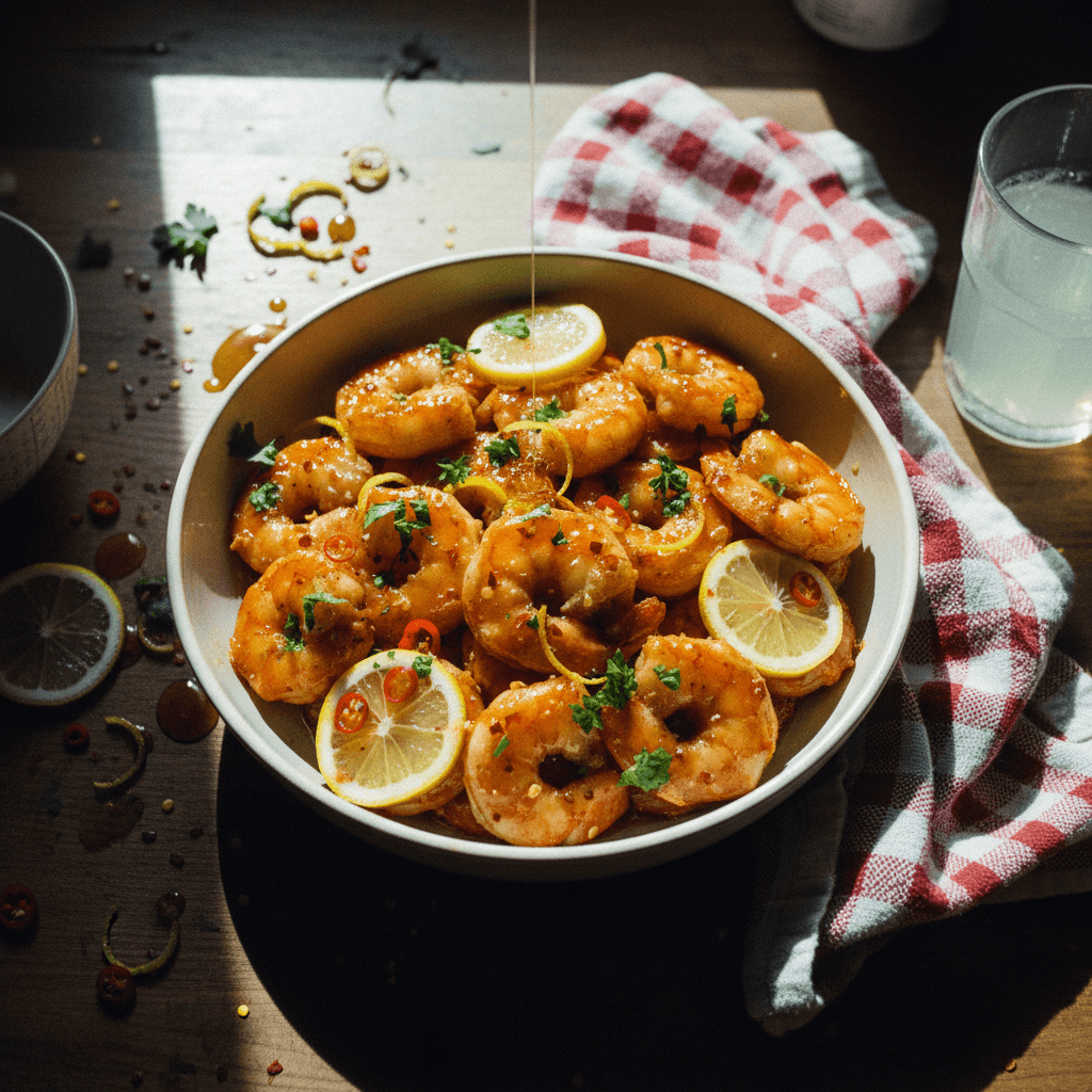 Hot Honey Lemon King Prawns