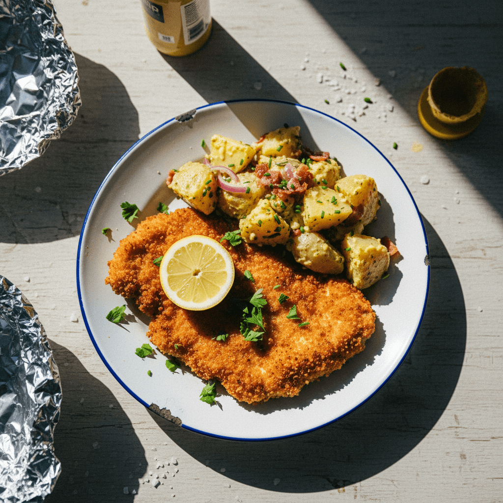 Chicken Schnitzel with Warm Potato Salad