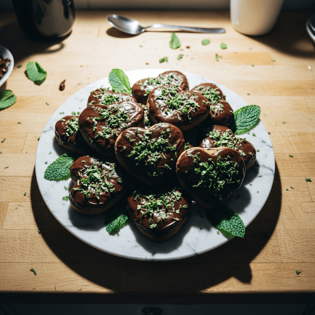 Chocolate Mint Heart Cookies