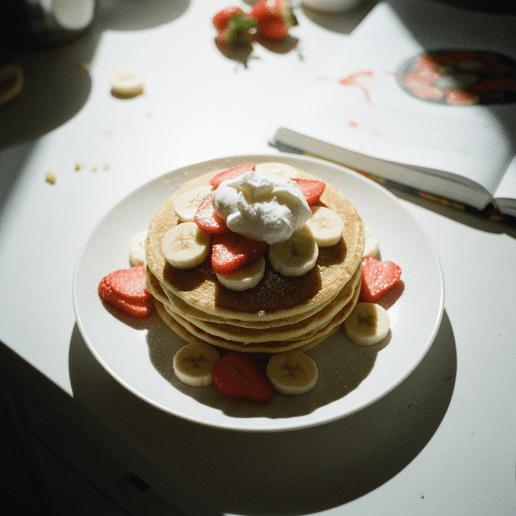 4-Ingredient Strawberry Banana Pancakes