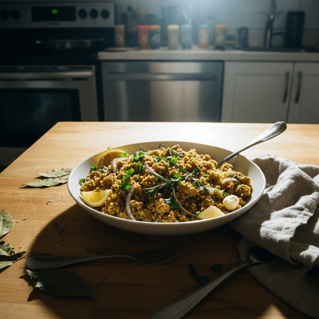 Garlic Herb Ground Turkey and Couscous Skillet